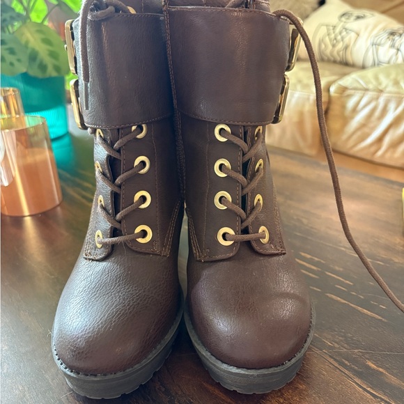 Guess Women's Dark Brown Lace-Up Boots - Picture 2 of 2